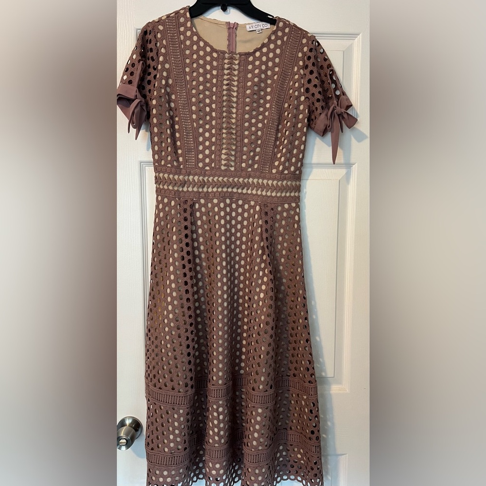 Ivy City Co. Mauve Eyelet Dress